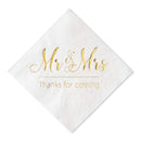 Crisky Wedding Napkins Mr And Mrs Gold Cocktail Beverage Dessert Napkins For Weddings Shower Engagement