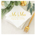 Crisky Wedding Napkins Mr And Mrs Gold Cocktail Beverage Dessert Napkins For Weddings Shower Engagement