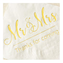 Crisky Wedding Napkins Mr And Mrs Gold Cocktail Beverage Dessert Napkins For Weddings Shower Engagement