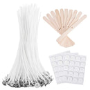 Bulk Candle Wicks 100 Pieces with 60 Pieces Candle Wick Stickers And 10 Wooden Pieces For Making Soy Beeswax Candles