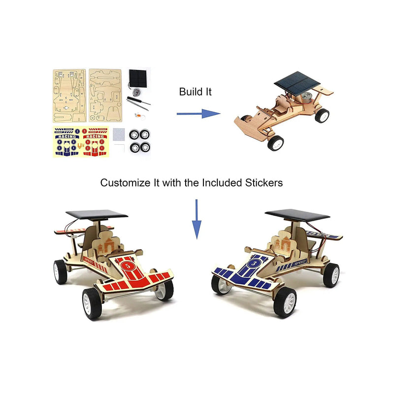 Toylogs Solar Wooden Race Model Car Kit - Stem Projects for Kids Ages 8-12 - DIY Science Toys 3D Puzzle Toy Educational Building Mechanical Set Gift