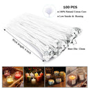 Bulk Candle Wicks 100 Pieces with 60 Pieces Candle Wick Stickers And 10 Wooden Pieces For Making Soy Beeswax Candles