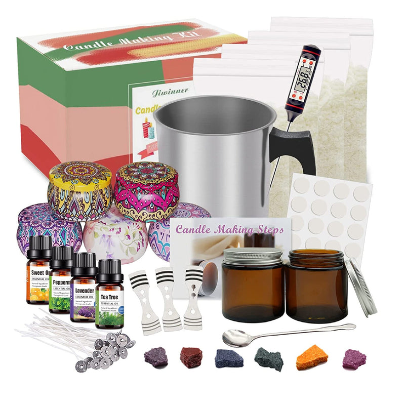 DIY Candle Making Kit Supplies | Complete Beginner Set With Soy Wax | pot | cans | Dyes | highlights and more