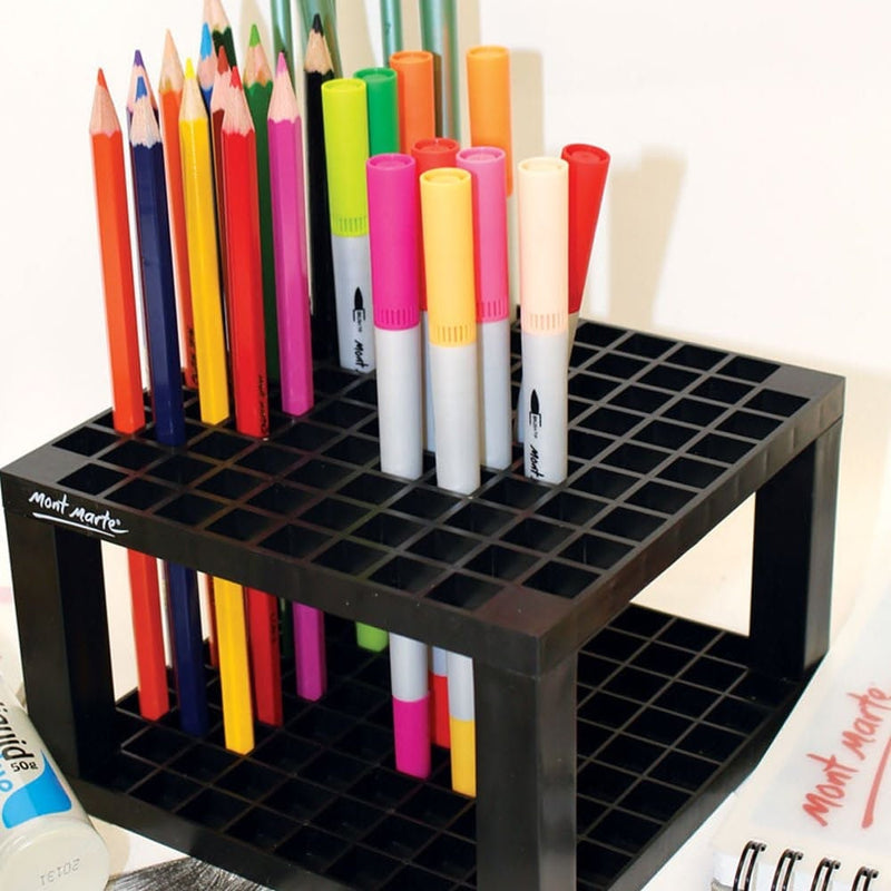 Mont Marte 96 Hole Plastic Pencil & Brush Holder for Paint Brushes, Pencils, Markers, Pens and Modeling Tools