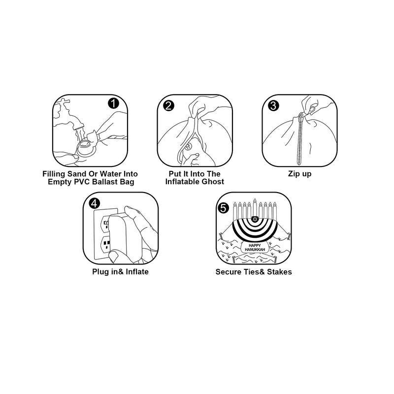 TURNMEON 6 Foot Inflatable Hanukkah Menorah Decorations with LED Lights 6 Stakes 2 Tethers 2 Weight Bags Chanukkah