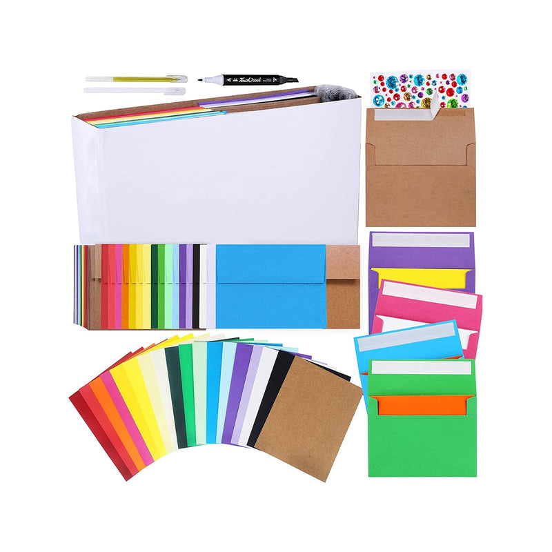 108 Sets 18 Colors A2 Invitation Envelopes Peel & Press Self Seal 4 3/8 x 5 3/4 Envelopes with Blank A2 Flat Cards Notecards