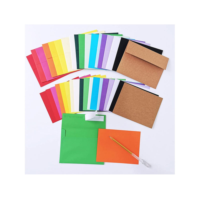 108 Sets 18 Colors A2 Invitation Envelopes Peel & Press Self Seal 4 3/8 x 5 3/4 Envelopes with Blank A2 Flat Cards Notecards