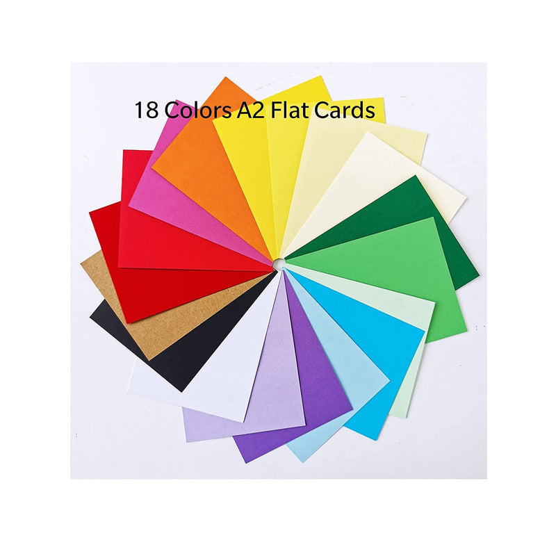 108 Sets 18 Colors A2 Invitation Envelopes Peel & Press Self Seal 4 3/8 x 5 3/4 Envelopes with Blank A2 Flat Cards Notecards