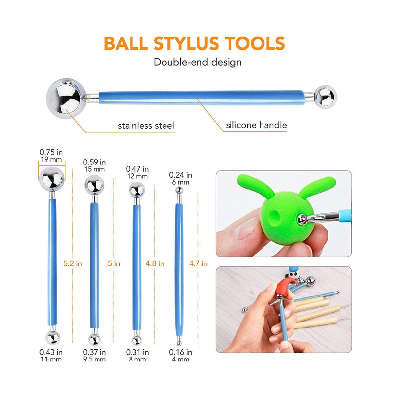 LotFancy Polymer Clay Tools | 30 Pieces Modeling Clay Tools Set | Includes Clay Sculpting Tools