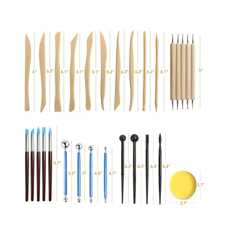 LotFancy Polymer Clay Tools | 30 Pieces Modeling Clay Tools Set | Includes Clay Sculpting Tools