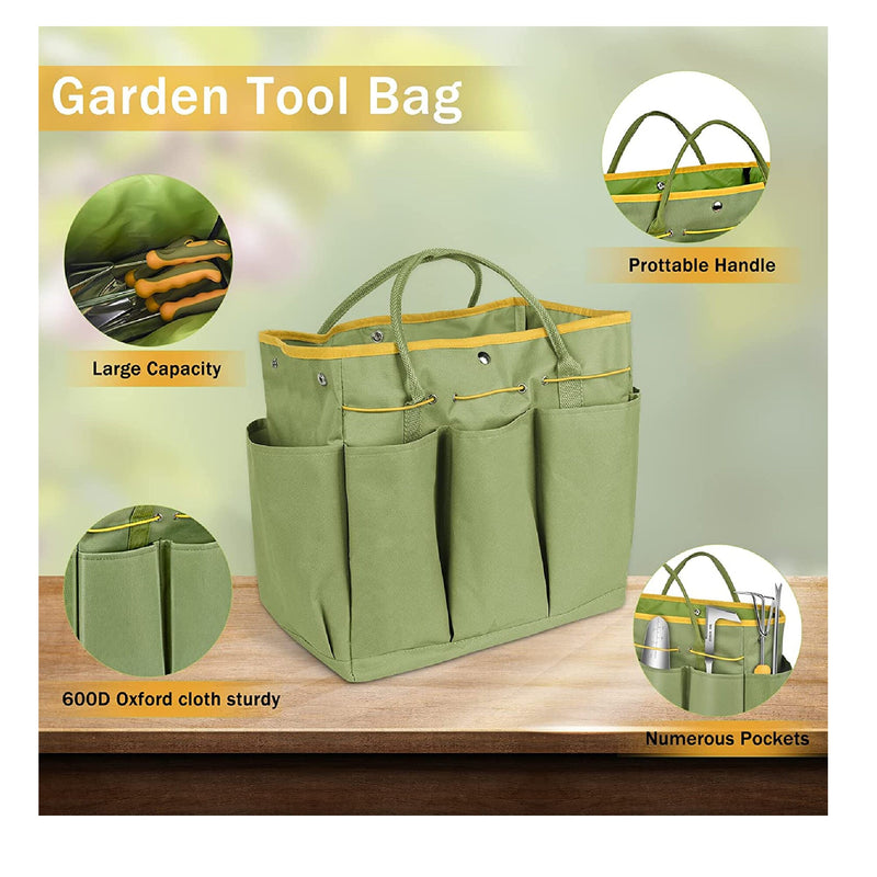 Garden Tool Set | WisaKey | 9-Piece Stainless Steel | Heavy Duty Garden Tools With Ergonomic Non-Slip Handle | Durable Garden Tool Bag