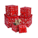 ANVAVO 5 Pieces Christmas Nesting Gift Boxes with Lids Snowflake and Elk Designs Nested Hard Christmas Boxes Stackable
