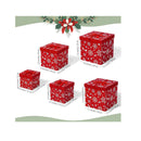 ANVAVO 5 Pieces Christmas Nesting Gift Boxes with Lids Snowflake and Elk Designs Nested Hard Christmas Boxes Stackable