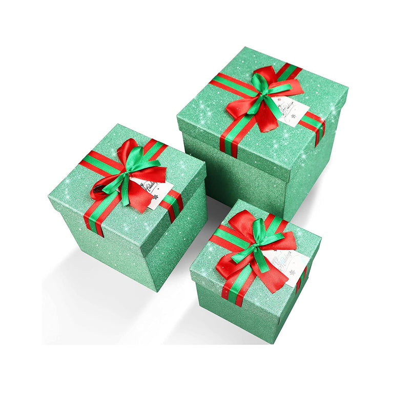 Christmas Gift Box Presents Decoration | 3pcs Multi-colours Cardboard Nested Cover