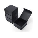 Ditwis 4 Pack 8x8x4 Inches Gift Boxes with Magnetic Closure Lids | Black Gift Wrap Box for Christmas