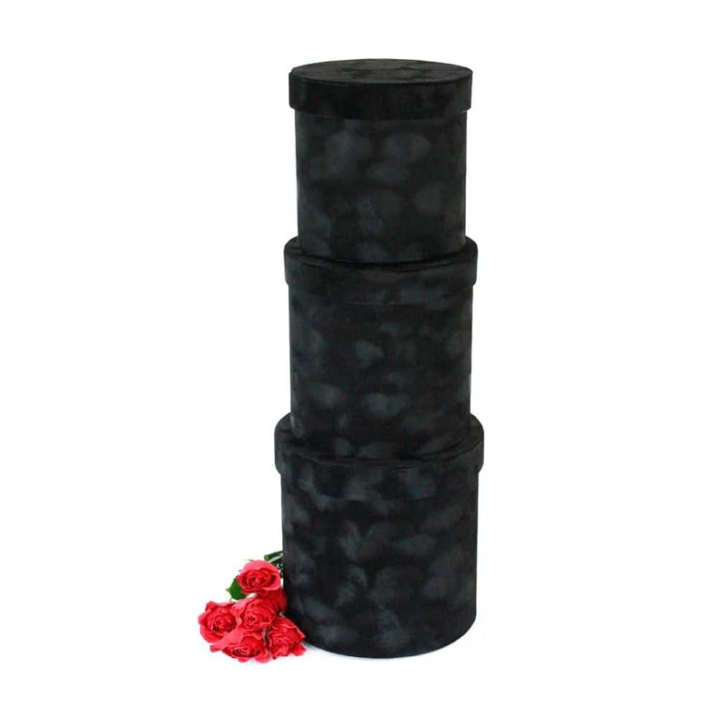 UNIKPACKAGING Premium Quality Round Velvet Flower Box | Gift Boxes for Luxury Flower and Gift Arrangements | Set of 3 pcs