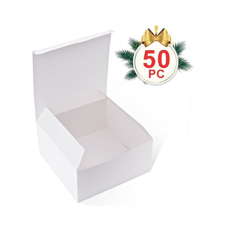 Mesha 8x8x4 Inches White Gift Boxes Bulk | 50 Pcs Gift Boxes with Lids |  Bridesmaid Proposal Box | Groomsmen Proposal | Gift Boxes