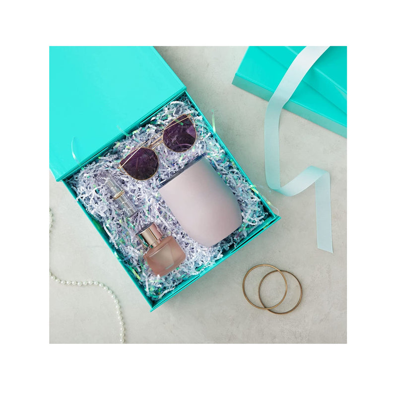 6 Pack Square Magnetic Gift Box with Lid | 10x10x4 Groomsmen and Bridesmaid Boxes for Proposal | Glossy Teal