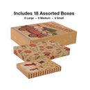 Excello Global Set of 18 Christmas Gift Boxes | Assorted Sizes and Designs