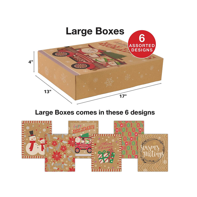 Excello Global Set of 18 Christmas Gift Boxes | Assorted Sizes and Designs