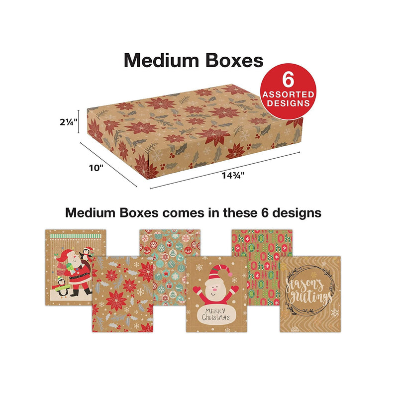 Excello Global Set of 18 Christmas Gift Boxes | Assorted Sizes and Designs