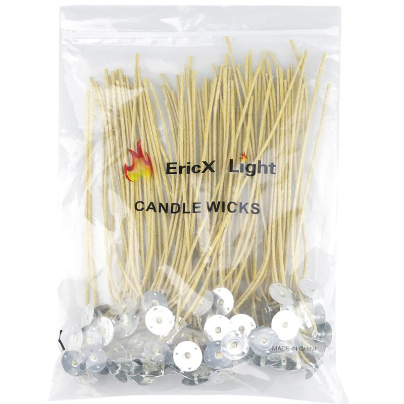 EricX Light Organic Hemp Candle Wicks | 100 Pieces Of 8 Inch Pre-waxed 100% Beeswax Eyelashes | To Make Candles