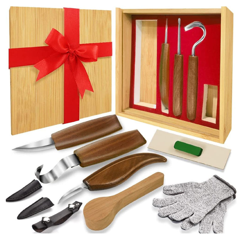 Hutsuls Wood Whittling Kit for Beginners - Razor Sharp Wood Carving Knife Set in Beautifully Designed Gift Box, Whittling Knife for Kids and Adults