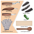 WAYCOM 12-Piece Wood Carving Tool Set: Hook Carving Knife | Gloves | Cup Or General Woodworking