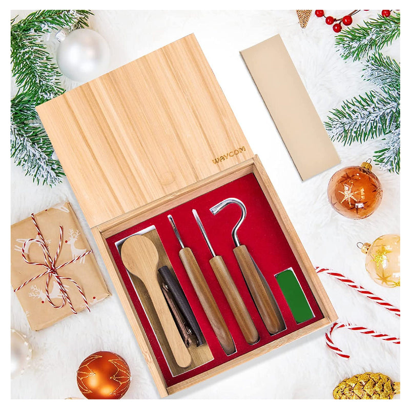 WAYCOM 12-Piece Wood Carving Tool Set: Hook Carving Knife | Gloves | Cup Or General Woodworking