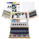 Deluxe Art Supplies | 88 Piece Art Set In Portable Wooden Case | With 2 Drawing Books And 4 Canvas Panels | Professional Art Set
