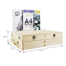 Deluxe Art Supplies | 88 Piece Art Set In Portable Wooden Case | With 2 Drawing Books And 4 Canvas Panels | Professional Art Set