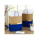 Hallmark 13" Large Paper Gift Bags | 6 Bags Blu  Gold & Kraft | for Hanukkah Birthdays | Weddings | Graduations