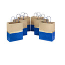 Hallmark 13" Large Paper Gift Bags | 6 Bags Blu  Gold & Kraft | for Hanukkah Birthdays | Weddings | Graduations