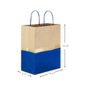 Hallmark 13" Large Paper Gift Bags | 6 Bags Blu  Gold & Kraft | for Hanukkah Birthdays | Weddings | Graduations