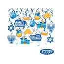 Bessmoso 30Pcs Hanukkah Hanging Swirl Decorations Ceiling Streamers for Chanukah Themed Party Holiday Party Supplies