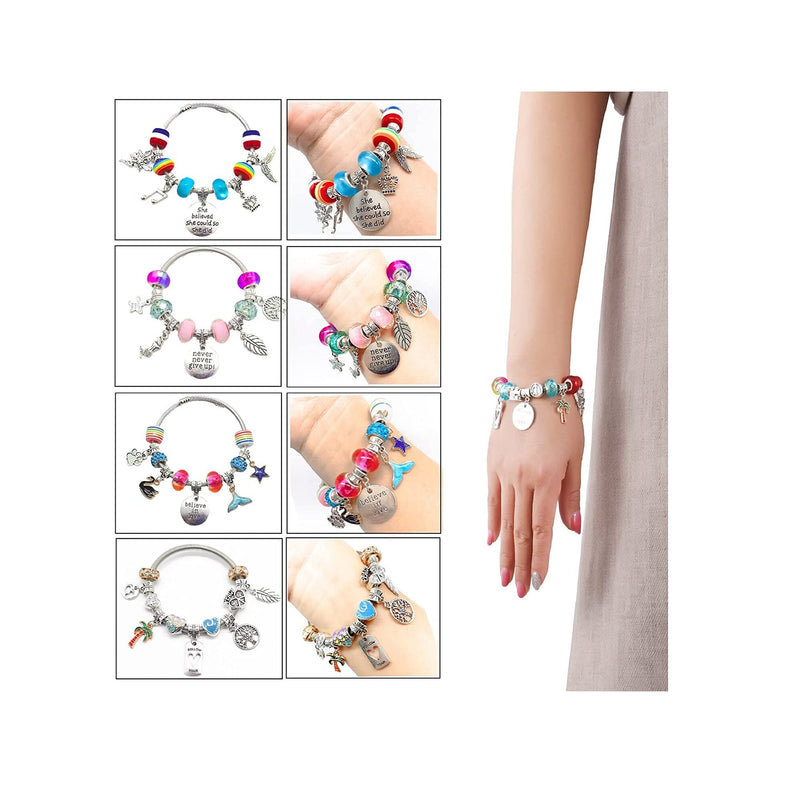 Charm Bracelet Making Kit | Jewelry Making Supplies Beads | Unicorn/Mermaid Crafts Gifts Set for Girls Teens Age 8-12