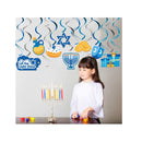Bessmoso 30Pcs Hanukkah Hanging Swirl Decorations Ceiling Streamers for Chanukah Themed Party Holiday Party Supplies