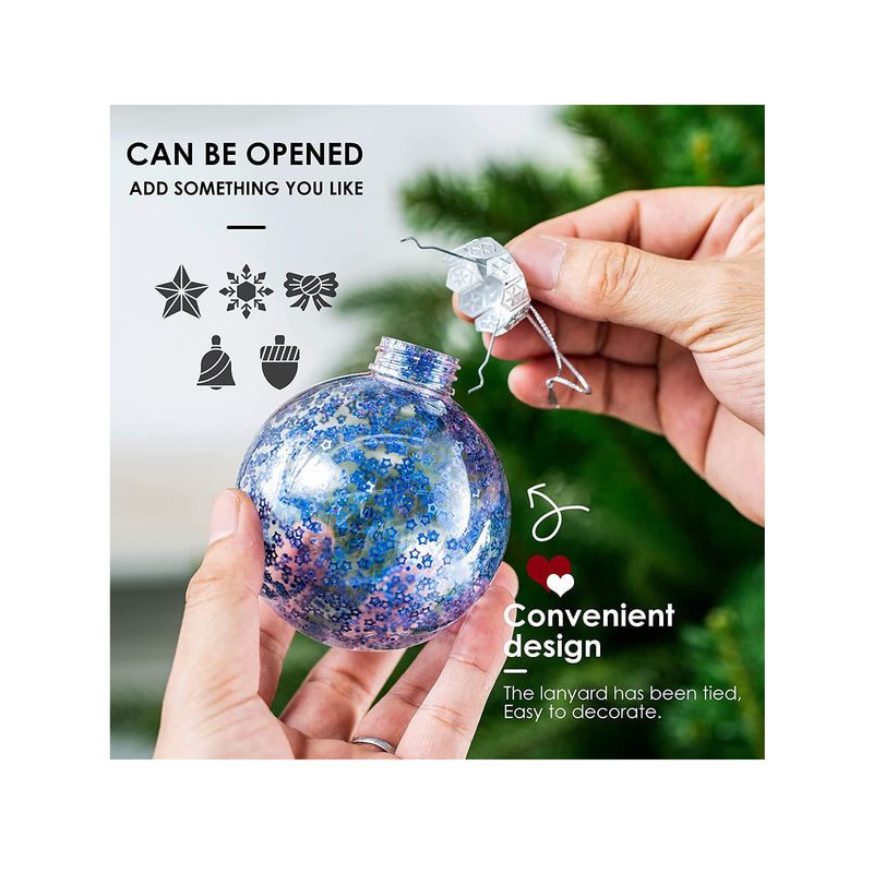 Christmas Ornaments Ball Set | Shatterproof Clear Plastic Decorative Baubles for Xmas Tree House Holiday