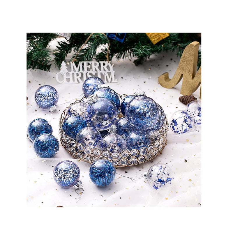 Christmas Ornaments Ball Set | Shatterproof Clear Plastic Decorative Baubles for Xmas Tree House Holiday