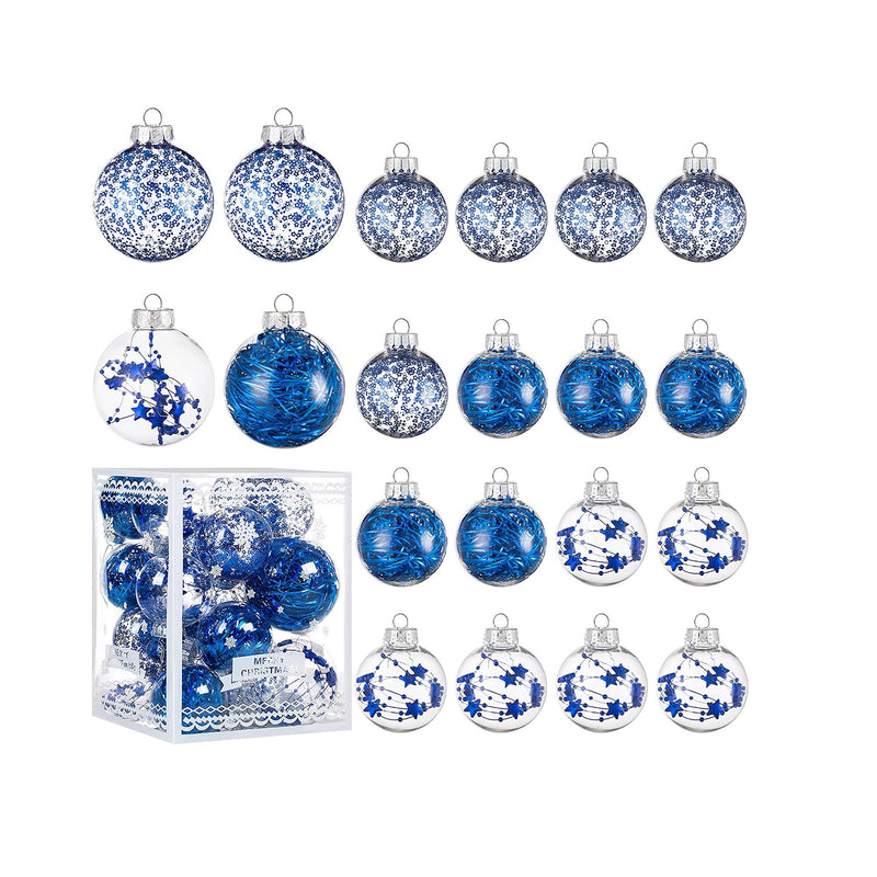 Christmas Ornaments Ball Set | Shatterproof Clear Plastic Decorative Baubles for Xmas Tree House Holiday