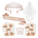 YeohJoy Rose Gold Glitter Bachelorette Party Decorations Kit | Bridal Band | Bridal Crown | Bachelorette Party Veil | Bride Tattoos