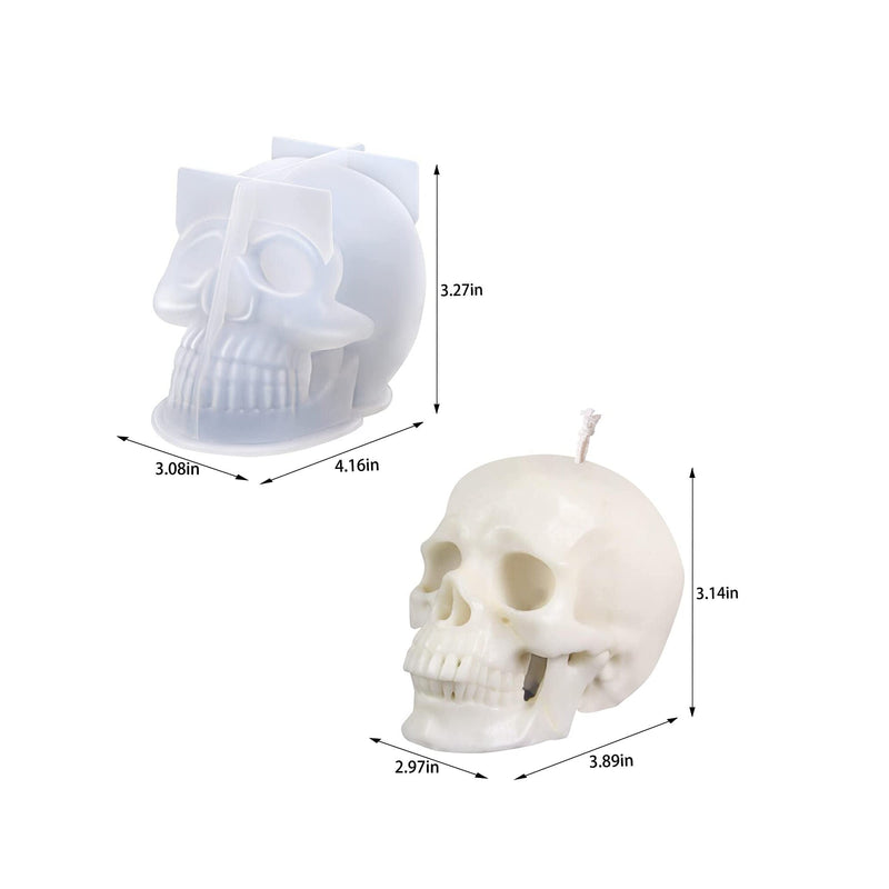 BUSOHA Skull Resin Molds Silicone,2 PCS 3D Skull Candle Molds for Candle Making