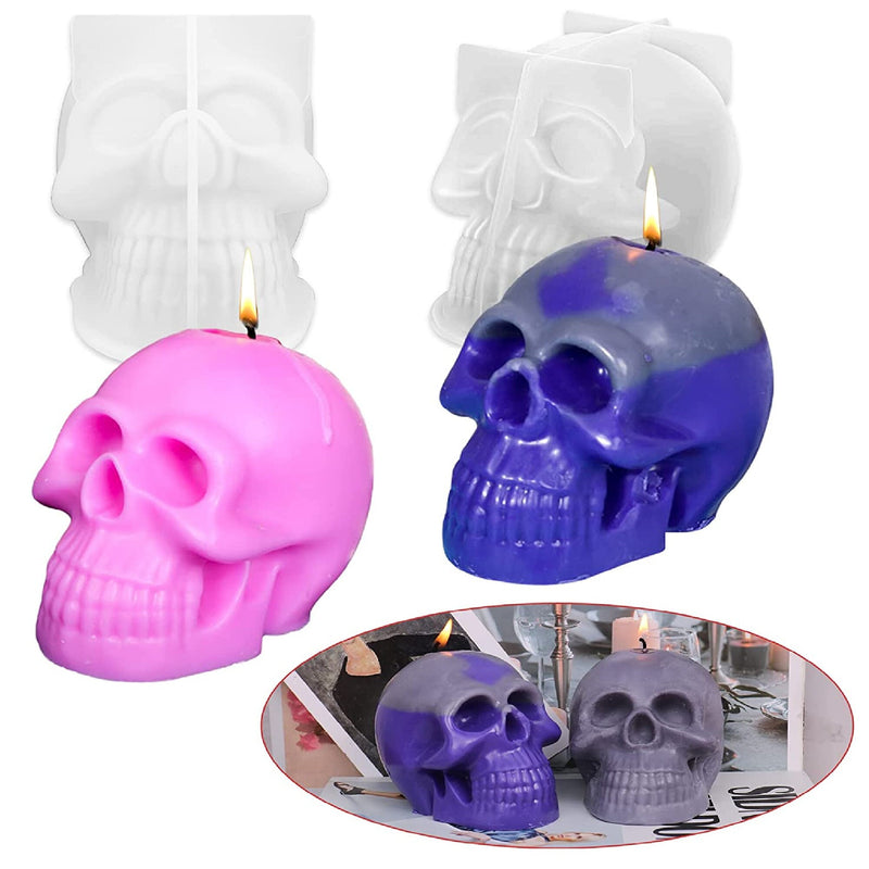 Silicone Resin Mold For 3D Skull Candles, 2 Pcs | For Aromatherapy Candles