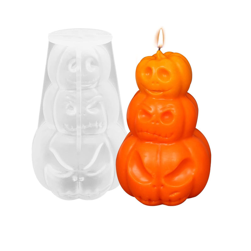 3D Pumpkin Candle Mold Halloween Resin Casting Silicone Mold for DIY Aromatherapy Candles Wax Plaster Polymer Clay Decoration