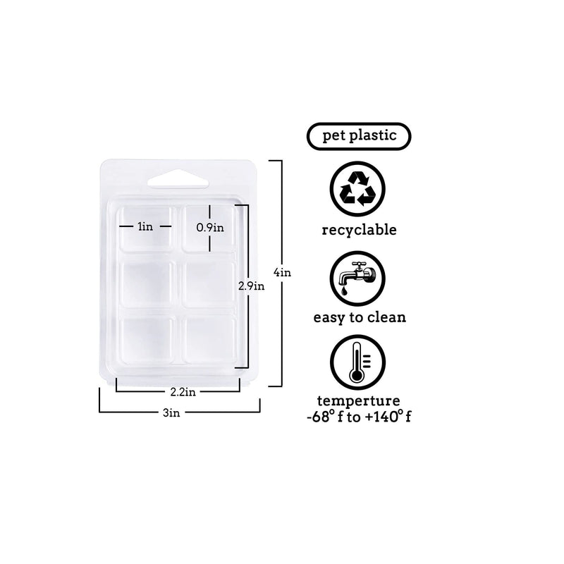 CBHTR 100 Packs Wax Melt Clamshells Molds | Clear Empty Plastic Cube Tray for Wickless Tarts Candles