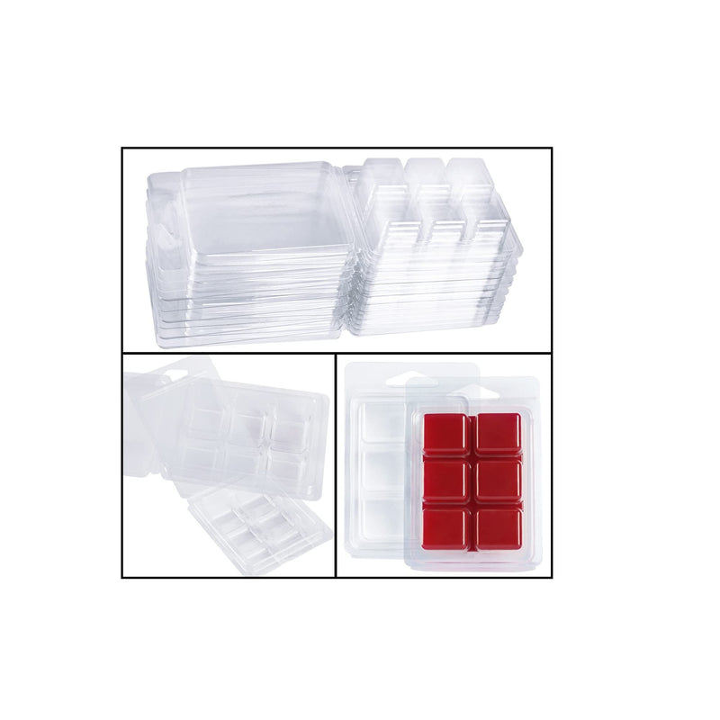 CBHTR 100 Packs Wax Melt Clamshells Molds | Clear Empty Plastic Cube Tray for Wickless Tarts Candles