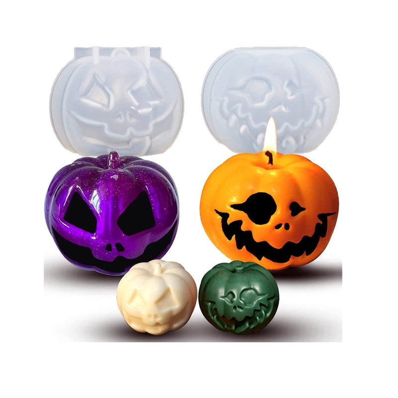 ZQYSING (2Pack) Halloween Pumpkin Candle Molds | 3D Grimace Pumpkin Silicone Mold