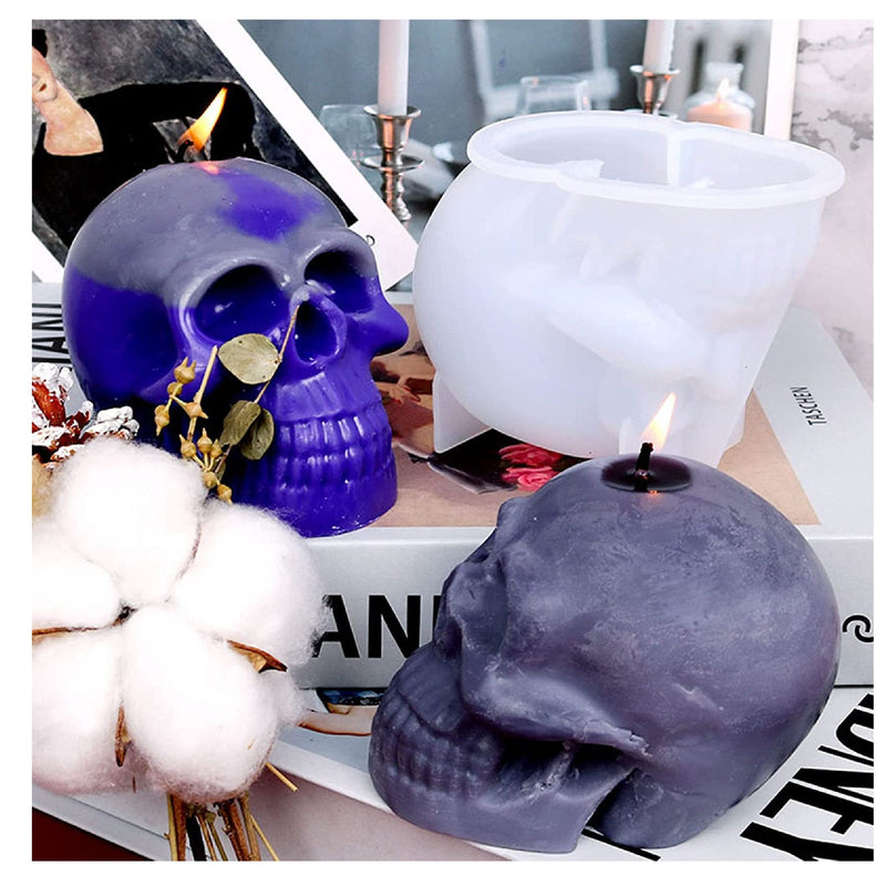 Silicone Resin Mold For 3D Skull Candles, 2 Pcs | For Aromatherapy Candles