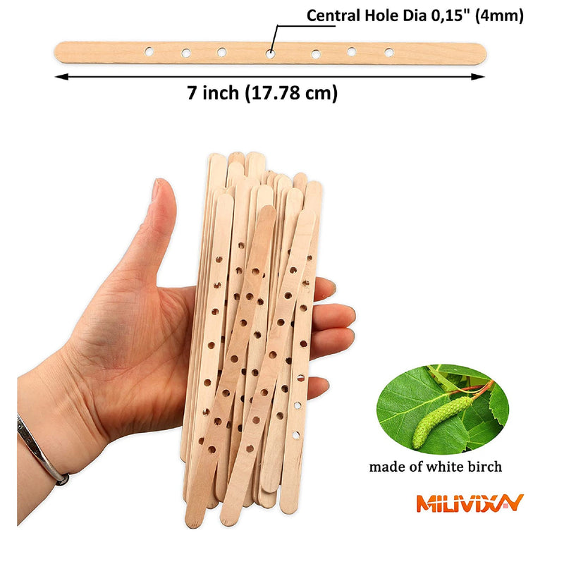 MILIVIXAY 200 Wooden Candle Holders | Candle Wick Centering Device | Candle Wick Bars | Wick Holder For Large Candles And Multiwicks