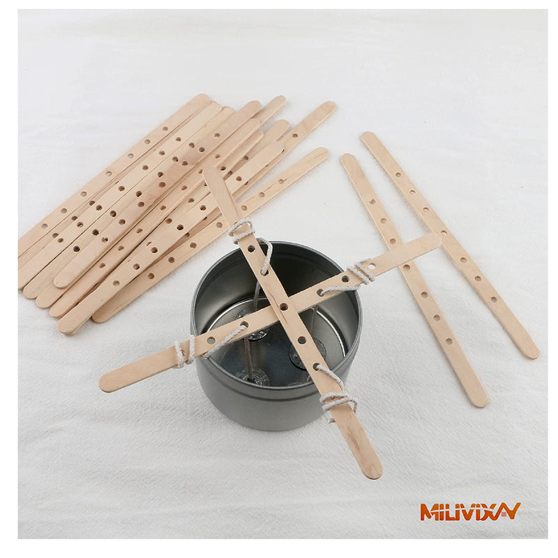 MILIVIXAY 200 Wooden Candle Holders | Candle Wick Centering Device | Candle Wick Bars | Wick Holder For Large Candles And Multiwicks